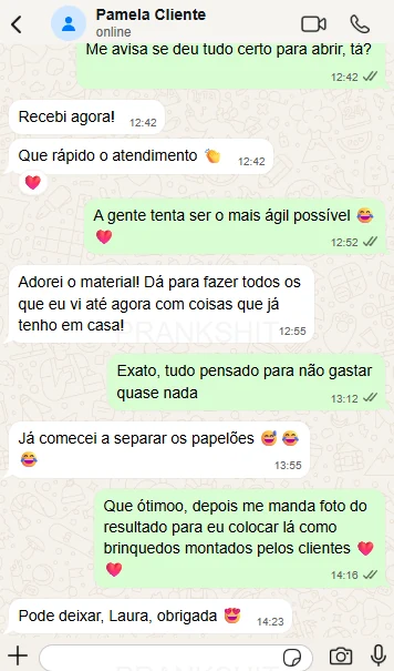 Print de WhatsApp com feedback de cliente