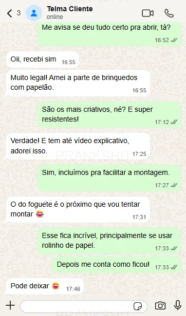 Print de WhatsApp com feedback de cliente